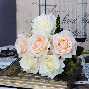 White Rose Artificial Flowers Silk Bouquet High Quality Big Rose for Wedding Decoration Fake Flowers Red for Home Table Decor