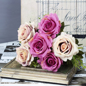 White Rose Artificial Flowers Silk Bouquet High Quality Big Rose for Wedding Decoration Fake Flowers Red for Home Table Decor