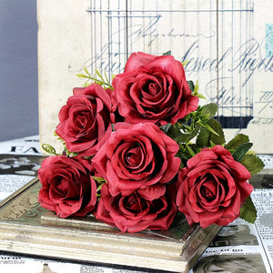 White Rose Artificial Flowers Silk Bouquet High Quality Big Rose for Wedding Decoration Fake Flowers Red for Home Table Decor