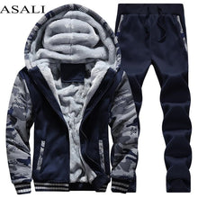 Load image into Gallery viewer, Tracksuit Men Sporting Fleece Thick Hooded Brand-Clothing Casual Track Suit Men Jacket+Pant Warm Fur Inside Winter Sweatshirt
